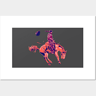 Bronco Rider 2: Sunset Orange & Burgundy Posters and Art